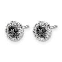 14k White Gold Black/White Diamond Cluster Post Earrings-EM5450-BK-033-WA