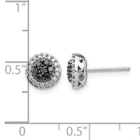 14k White Gold Black/White Diamond Cluster Post Earrings-EM5450-BK-033-WA