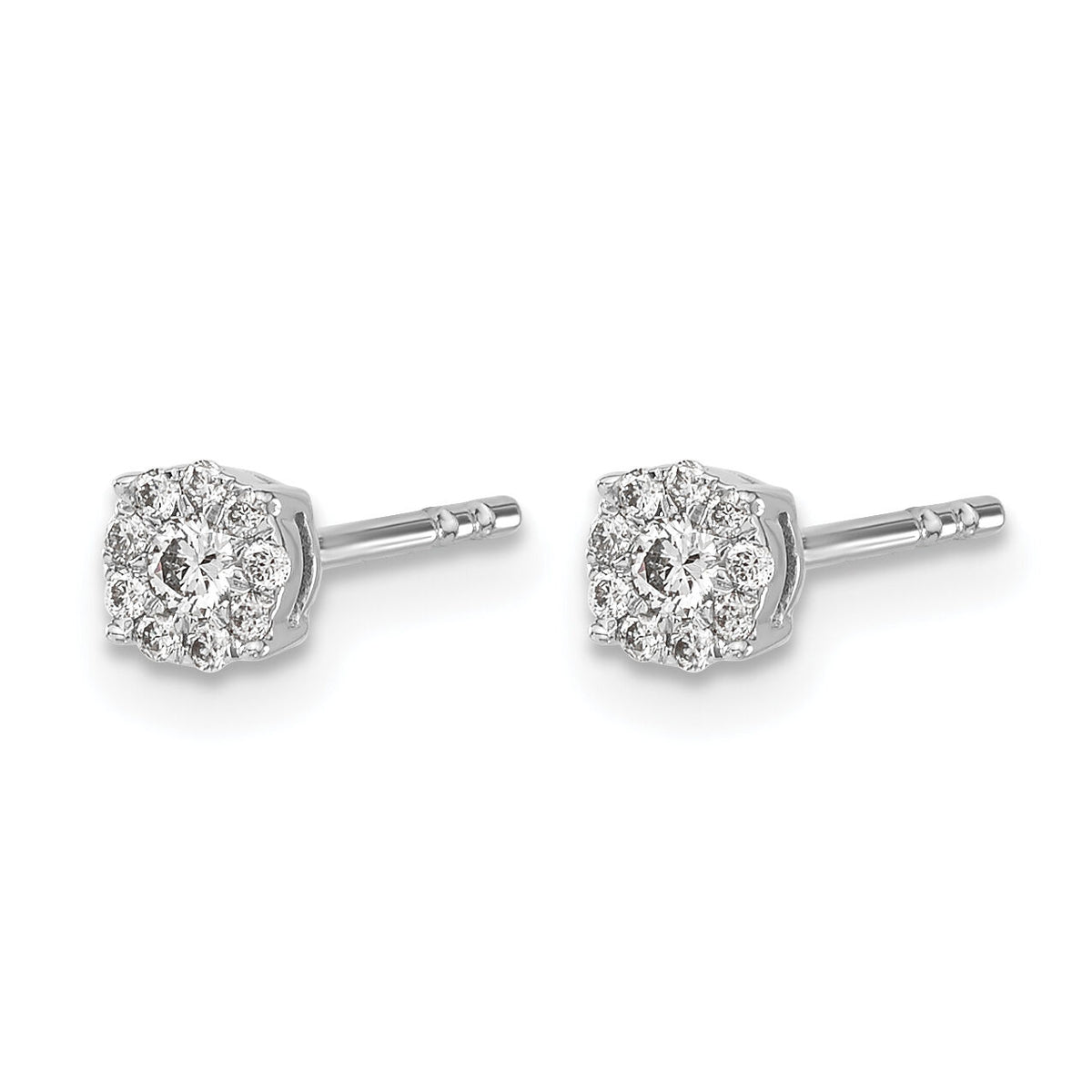 14k White Gold Diamond Cluster Post Earrings-EM5453-016-WA