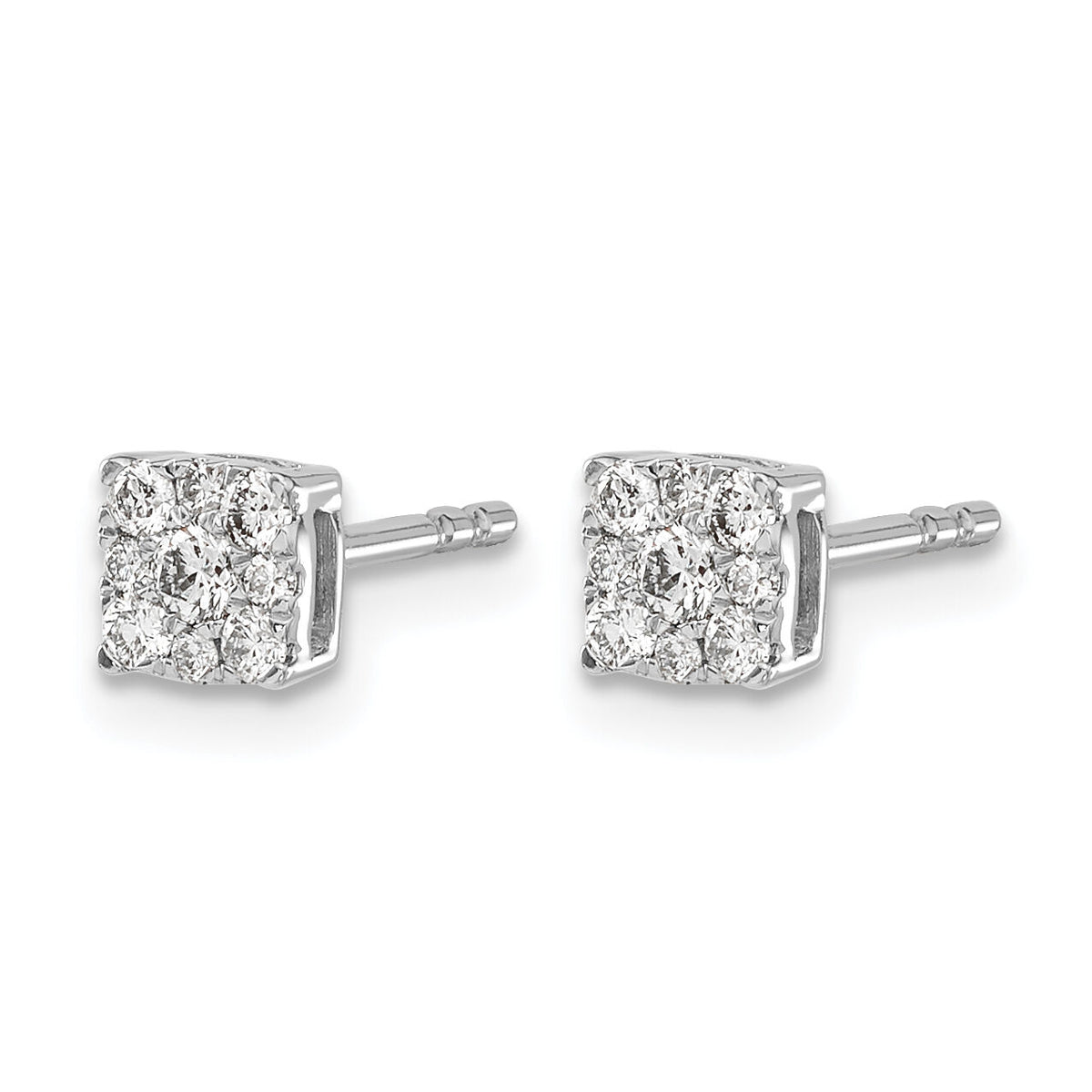 14k White Gold Diamond Cluster Post Earrings-EM5453-025-WA