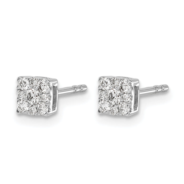 14k White Gold Diamond Cluster Post Earrings-EM5453-025-WA