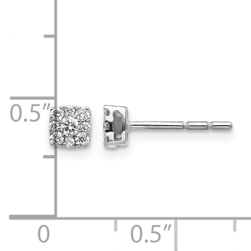 14k White Gold Diamond Cluster Post Earrings-EM5453-025-WA