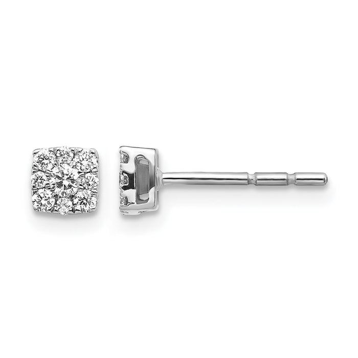 14k White Gold Diamond Cluster Post Earrings-EM5453-025-WA