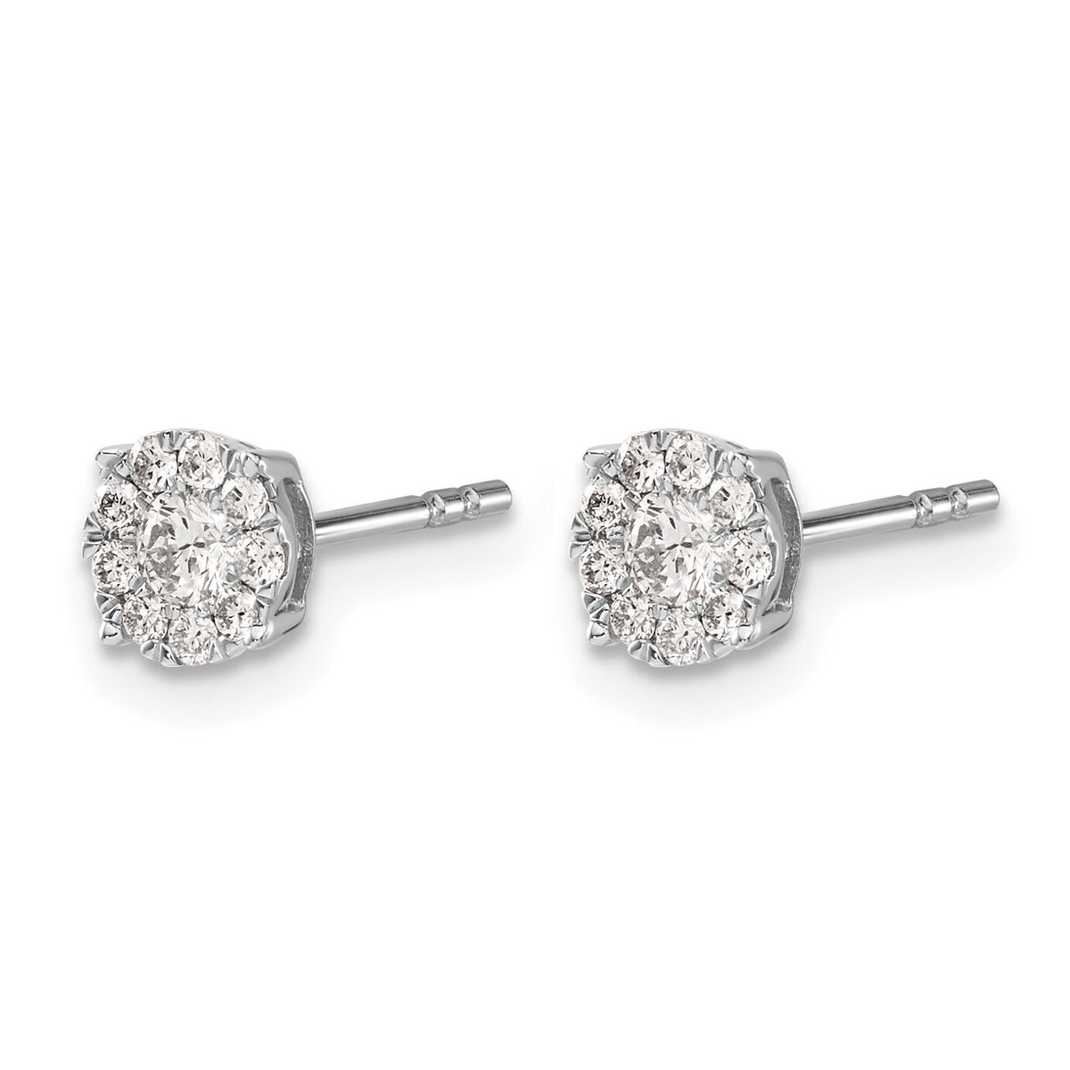 14k White Gold Diamond Cluster Post Earrings-EM5453-033-WA