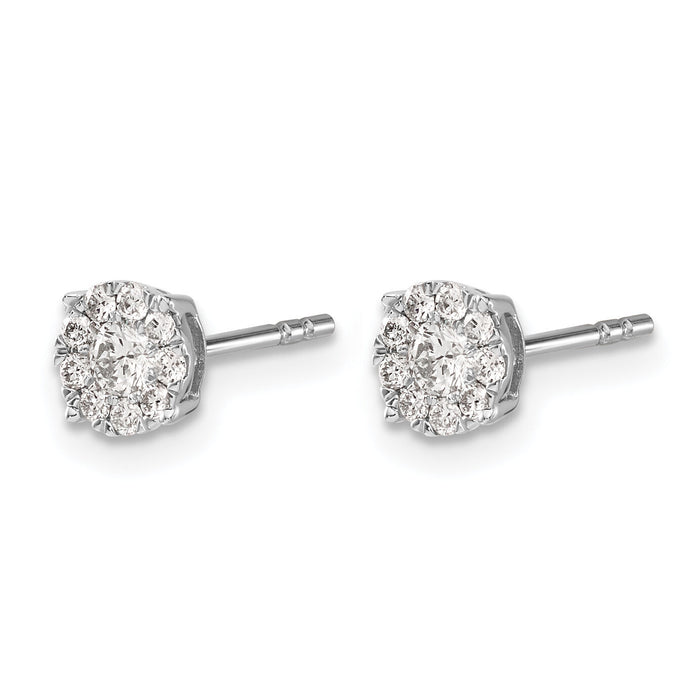 14k White Gold Diamond Cluster Post Earrings-EM5453-033-WA