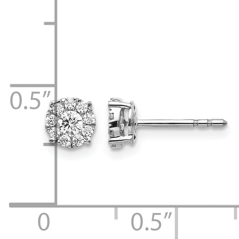 14k White Gold Diamond Cluster Post Earrings-EM5453-033-WA