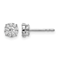 14k White Gold Diamond Cluster Post Earrings-EM5453-033-WA