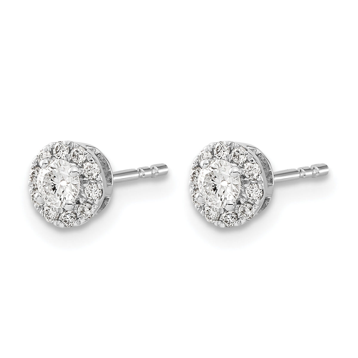 14k White Gold Diamond Cluster Post Earrings-EM5454-033-WA