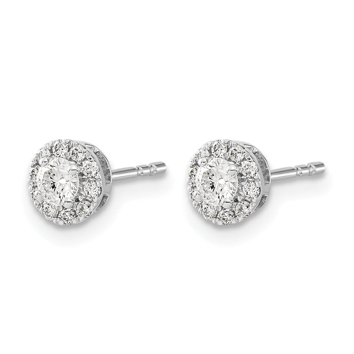 14k White Gold Diamond Cluster Post Earrings-EM5454-033-WA