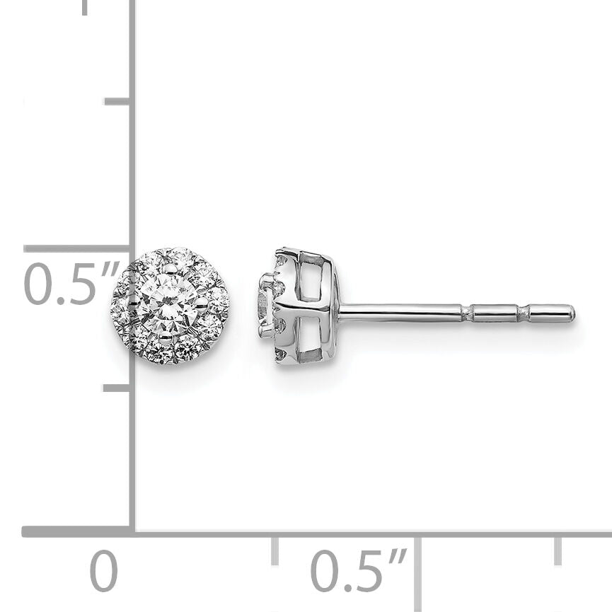 14k White Gold Diamond Cluster Post Earrings-EM5454-033-WA