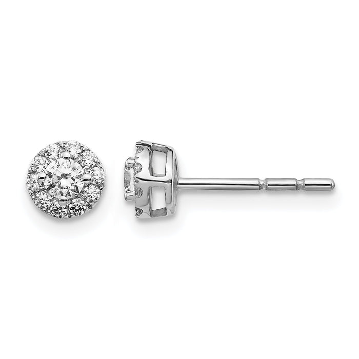 14k White Gold Diamond Cluster Post Earrings-EM5454-033-WA
