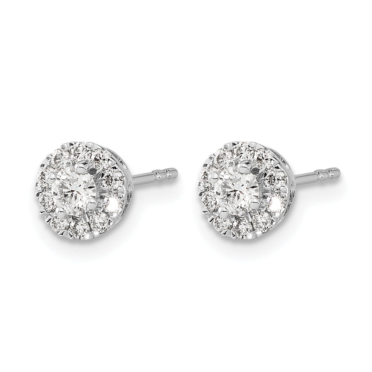 14k White Gold Diamond Cluster Post Earrings-EM5454-050-WA