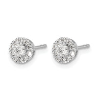 14k White Gold Diamond Cluster Post Earrings-EM5454-050-WA