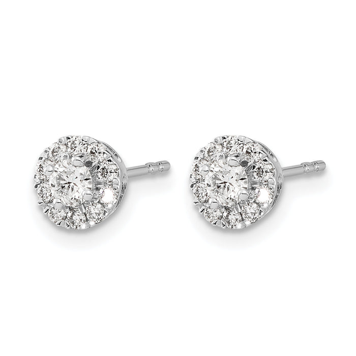 14k White Gold Diamond Cluster Post Earrings-EM5454-050-WA