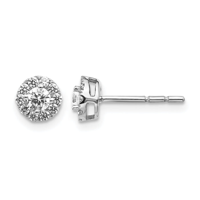 14k White Gold Diamond Cluster Post Earrings-EM5454-050-WA