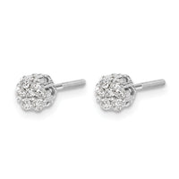 14k White Gold Diamond Cluster Screwback Earrings-EM5455-033-WA