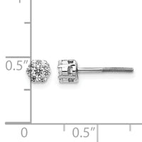 14k White Gold Diamond Cluster Screwback Earrings-EM5455-033-WA