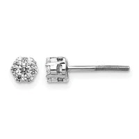 14k White Gold Diamond Cluster Screwback Earrings-EM5455-033-WA