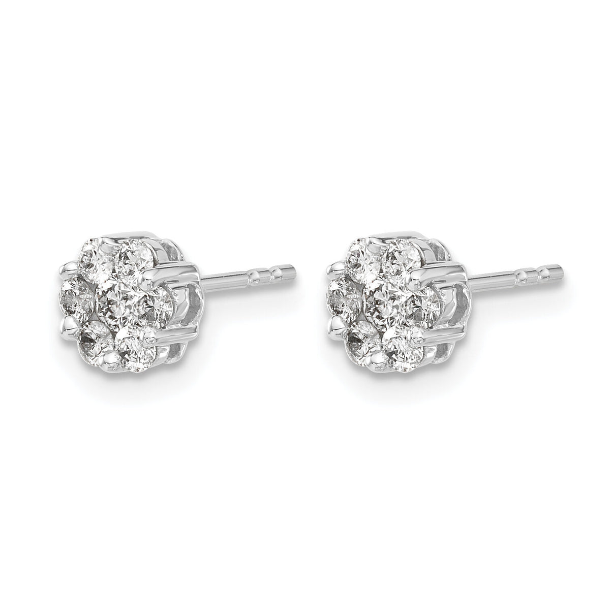14k White Gold Diamond Cluster Push Back  Earrings-EM5456-050-WA