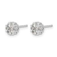 14k White Gold Diamond Cluster Push Back  Earrings-EM5456-050-WA