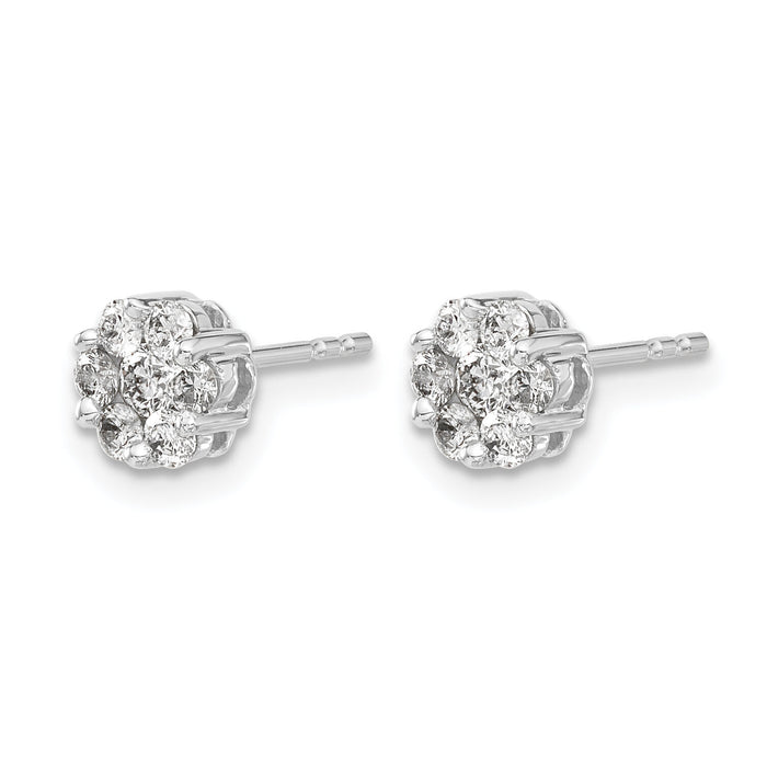 14k White Gold Diamond Cluster Push Back  Earrings-EM5456-050-WA