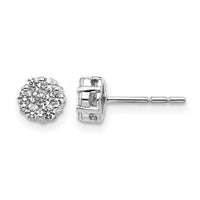 14k White Gold Diamond Cluster Push Back  Earrings-EM5456-050-WA