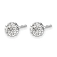 14k White Gold Diamond Cluster Screwback Earrings-EM5456-062-WA