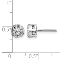 14k White Gold Diamond Cluster Screwback Earrings-EM5456-062-WA