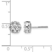 14k White Gold Diamond Cluster Screwback Earrings-EM5458-110-WA