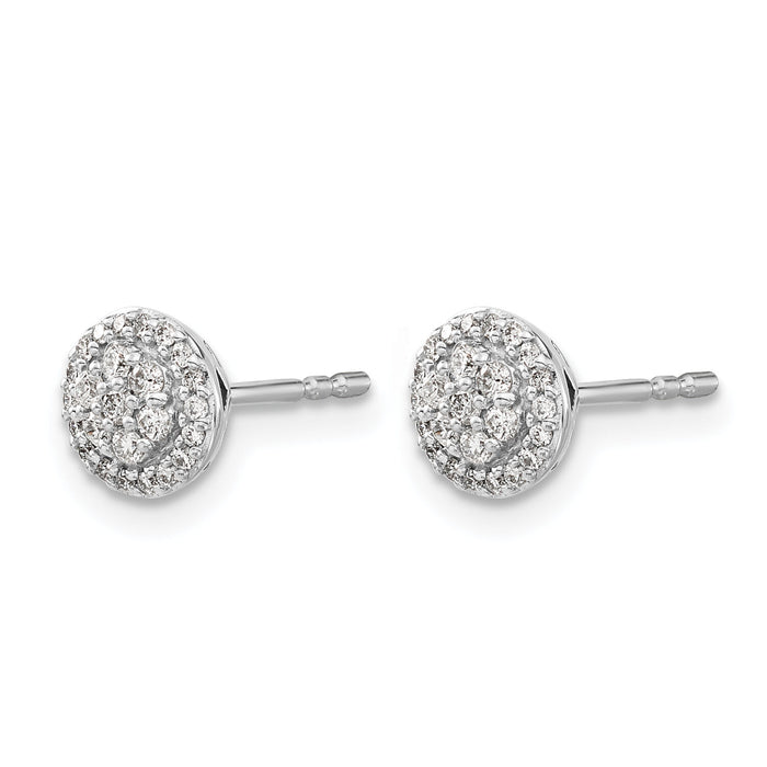 14k White Gold Diamond Cluster Post Earrings-EM5461-025-WA