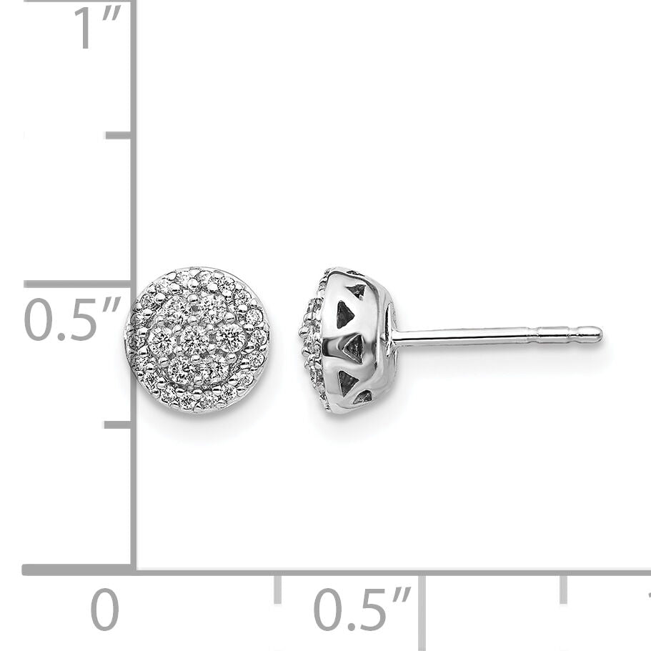 14k White Gold Diamond Cluster Post Earrings-EM5461-025-WA