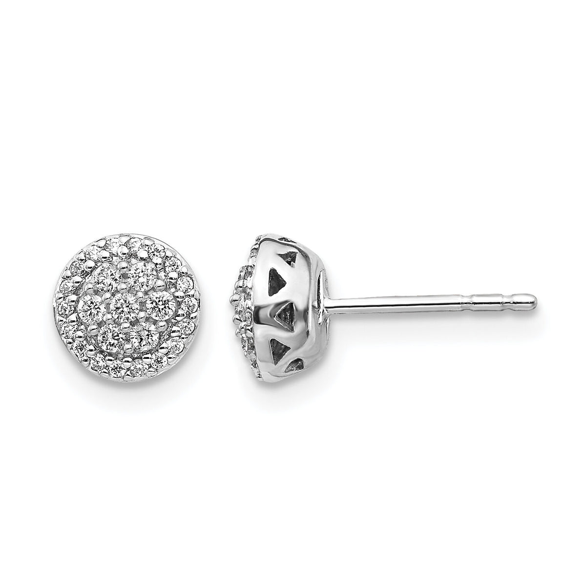 14k White Gold Diamond Cluster Post Earrings-EM5461-025-WA