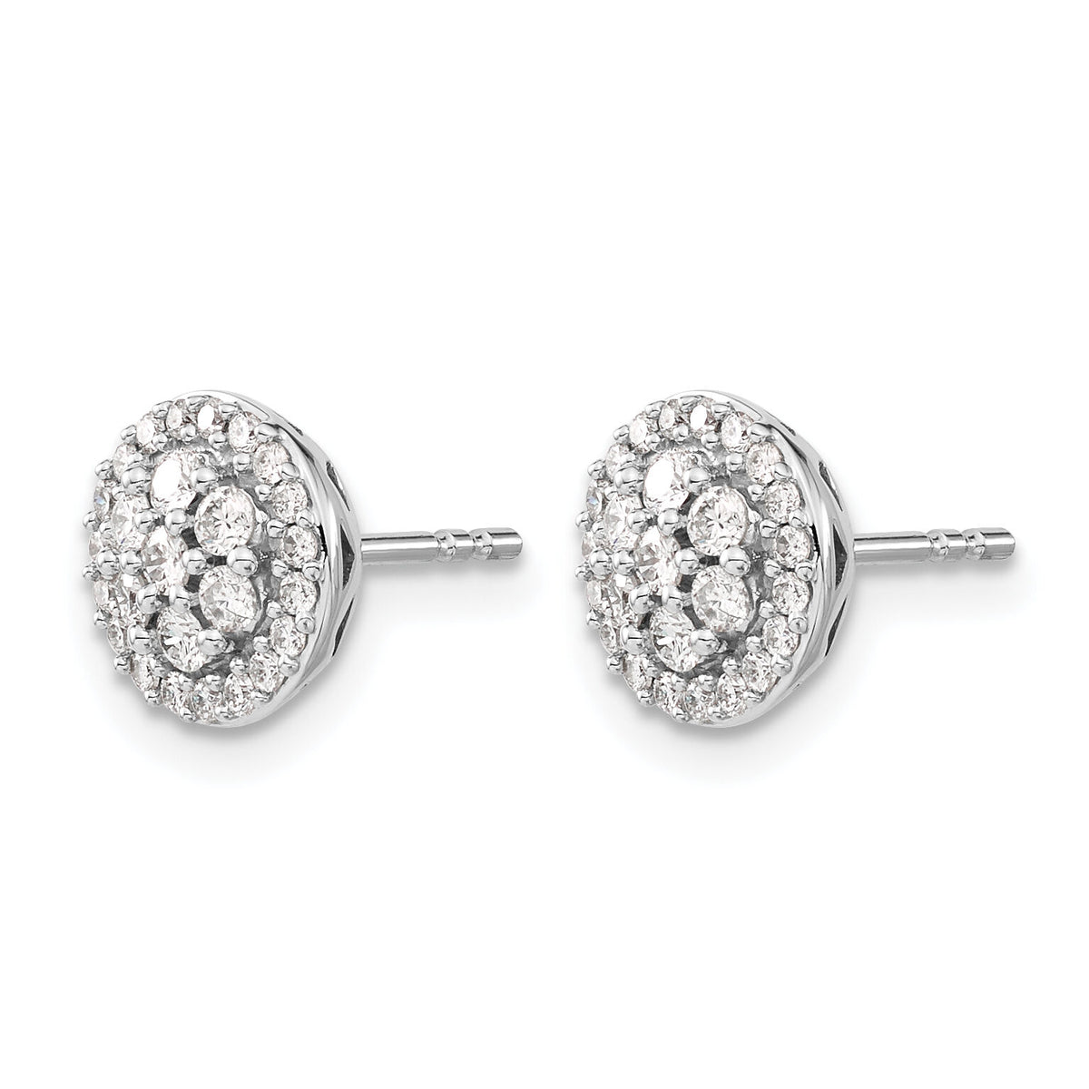 14k White Gold Diamond Cluster Post Earrings-EM5462-050-WA