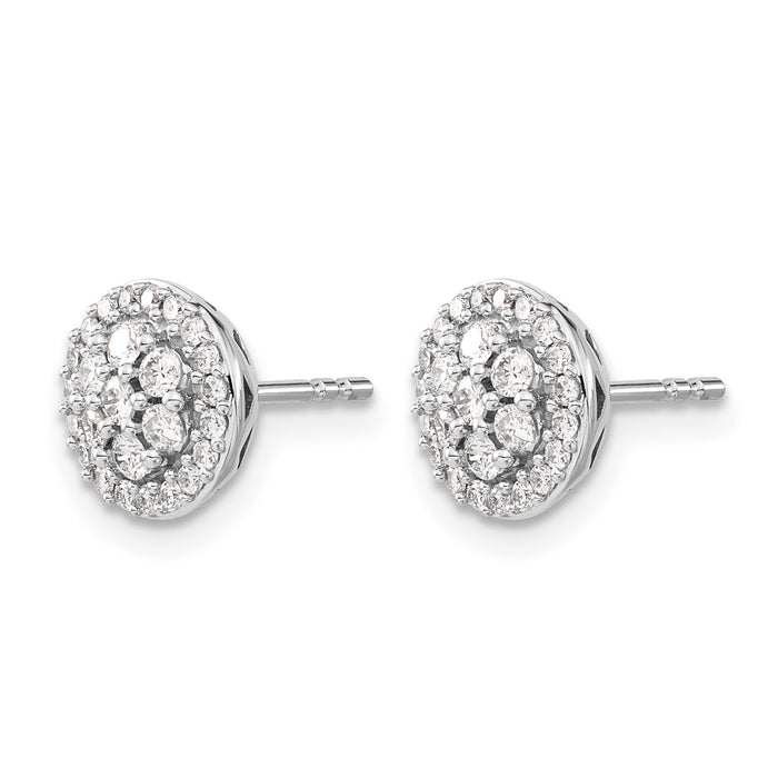 14k White Gold Diamond Cluster Post Earrings-EM5462-050-WA