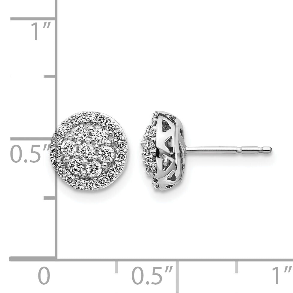 14k White Gold Diamond Cluster Post Earrings-EM5462-050-WA