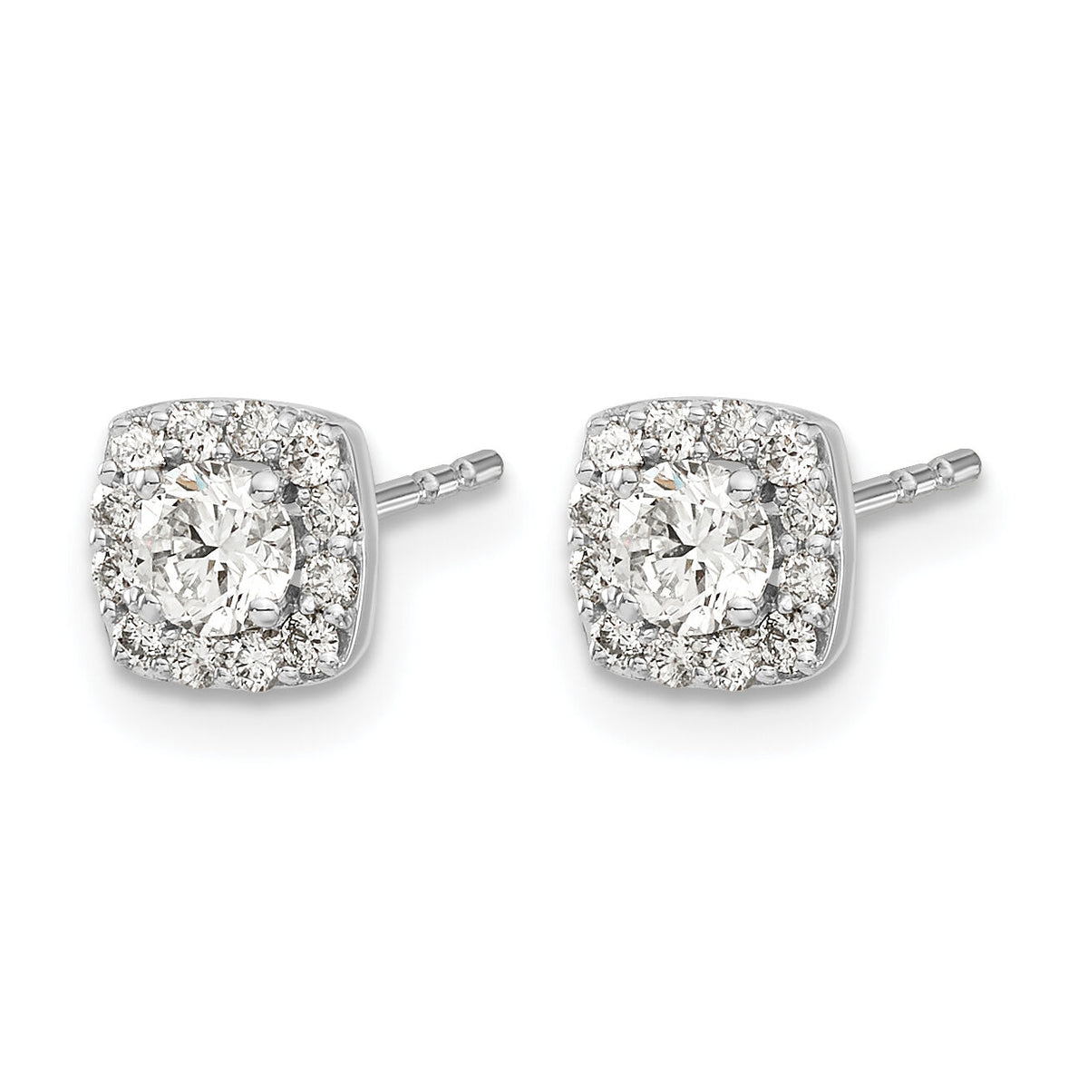 14k White Gold Square Cluster Diamond Earrings-EM5466-062-WA