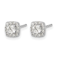 14k White Gold Square Cluster Diamond Earrings-EM5466-062-WA