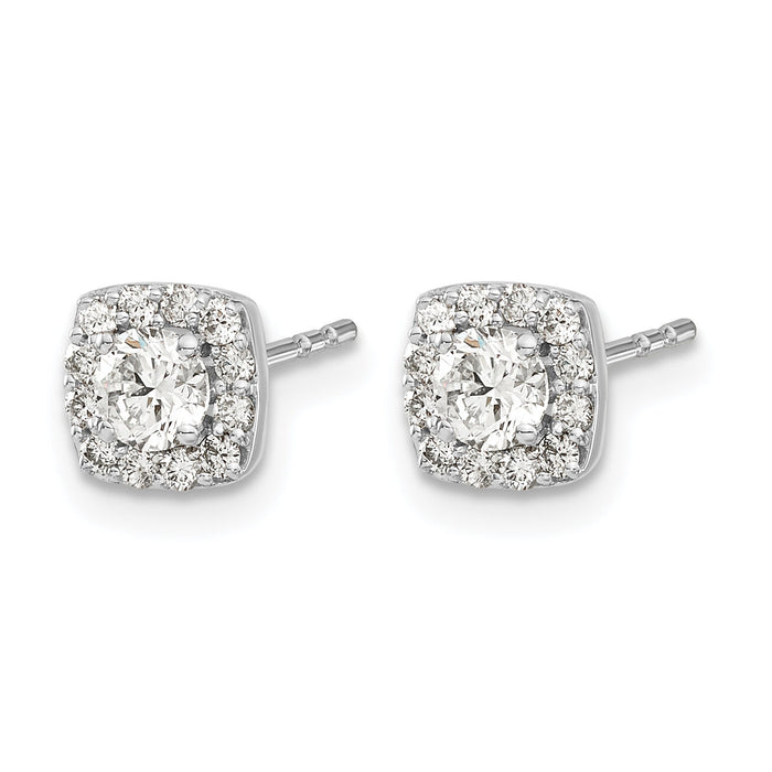 14k White Gold Square Cluster Diamond Earrings-EM5466-062-WA