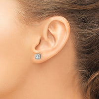 14k White Gold Square Cluster Diamond Earrings-EM5466-062-WA