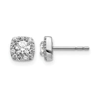 14k White Gold Square Cluster Diamond Earrings-EM5466-062-WA