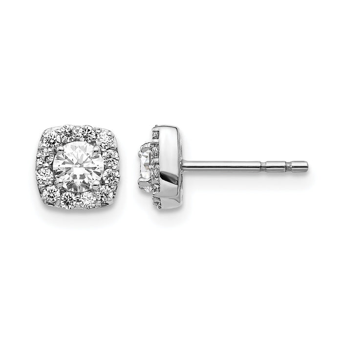 14k White Gold Square Cluster Diamond Earrings-EM5466-062-WA