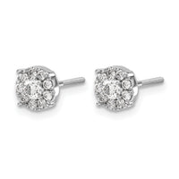 14k White Gold Cluster Diamond Screw Back Post Earrings-EM5468-050-WA