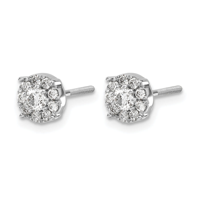 14k White Gold Cluster Diamond Screw Back Post Earrings-EM5468-050-WA