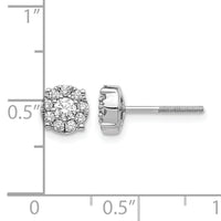 14k White Gold Cluster Diamond Screw Back Post Earrings-EM5468-050-WA