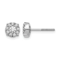 14k White Gold Cluster Diamond Screw Back Post Earrings-EM5468-050-WA