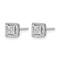 14k White Gold Diamond Square Screw Back Post Earrings-EM5470-025-WA
