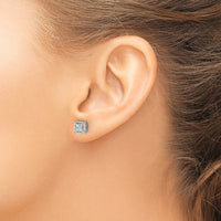 14k White Gold Diamond Square Screw Back Post Earrings-EM5470-025-WA