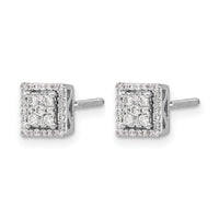 14k White Gold Diamond Square Screw Back Post Earrings-EM5470-033-WA