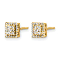 14k Diamond Square Screw Back Post Earrings-EM5470-033-YA