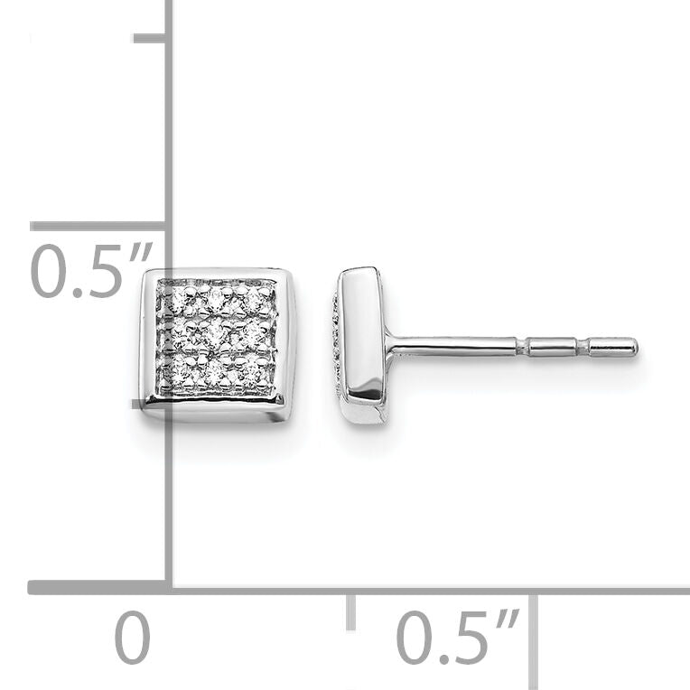 14k White Gold Diamond Post Earrings-EM5471-010-WA